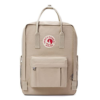 KALIDI Casual Laptop Backpack 15 Inches Classic Camping Rucksack Travel Outdoor Square Daypack College Hiking Gym Bag, Khaki - color: Khaki