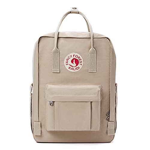 KALIDI Casual Laptop Backpack 15 Inches Classic Camping Rucksack Travel Outdoor Square Daypack College Hiking Gym Bag, Khaki - color: Khaki