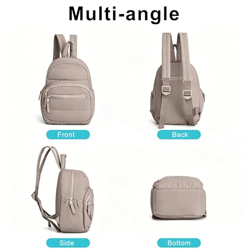 Lightweight Mini Backpack for Women,Taslan Durable Daypack,Casual Travel Backpack with Adjustable Straps for Daily,Travel - color: Khaki