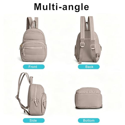 Lightweight Mini Backpack for Women,Taslan Durable Daypack,Casual Travel Backpack with Adjustable Straps for Daily,Travel - color: Khaki