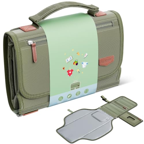 Alatino Portable Diaper Changing Pad for Baby, Detachable Travel Changing Pad with Baby Wipes Pocket, Gifts for Baby Shower, Newborn Girls and Boys (Army Green) - color: Army Green
