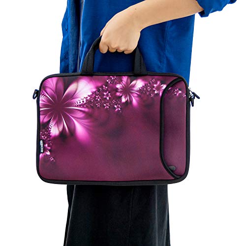 RICHEN 17 inch Laptop Shoulder Bag Carrying Case Computer PC Cover Pouch with Handle Fits 15.6/16/17/17.3/17.4 inch Laptop Notebook (16-17.3 inch, Flowers) - color: Flowers
