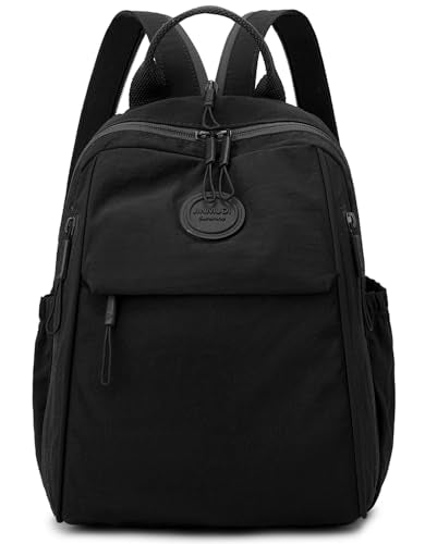 Mini Backpack for Women Nylon Small Backpack Purse Crossbody Sling Bag Convertible Backpack Casual Shopping Daypack (Black) - color: Black