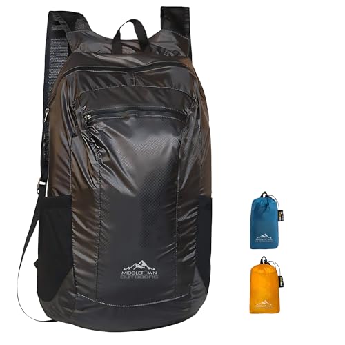 Daypack Ultralight Foldable Water-Resistant Nylon Durable Tear-Resistant, Ideal for Hiking, Camping,Compact Size Fits Pocket - color: Black