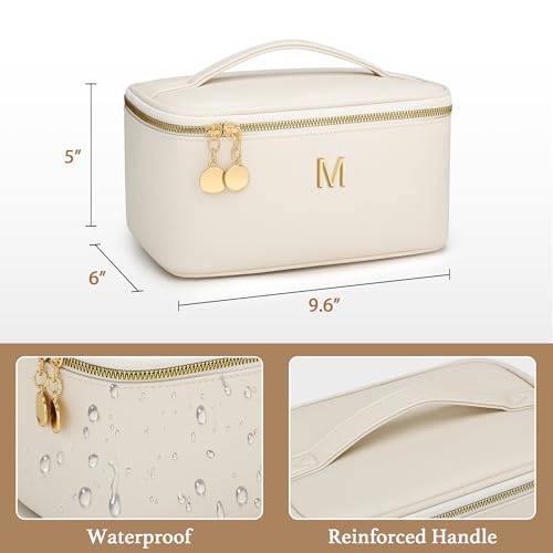 Gifts for Women Travel Makeup Bag Personalized Cosmetic Bag Portable Large Capacity Toiletry Bag(Beige-M) - color: Beige, style: M