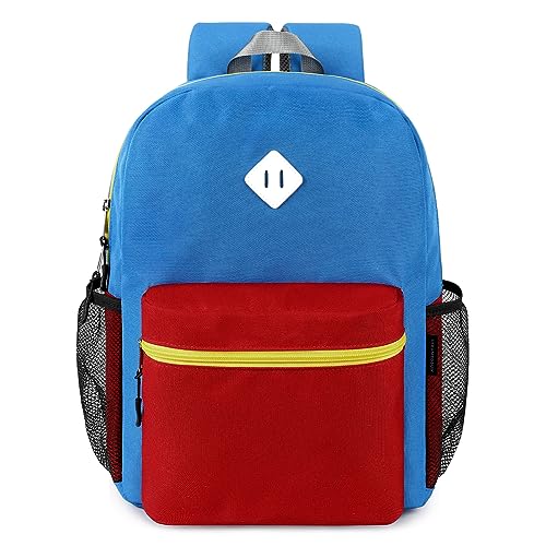 STEAMEDBUN Kids Backpack for Boys 5-9,Boys Backpack for Elementary School Bag - color: Blue-red, size: Medium - 17"H