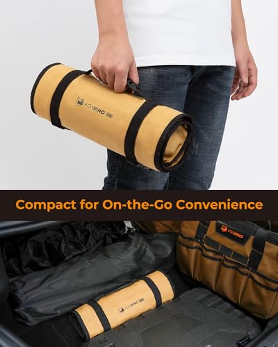 Foxrino Tool Roll, Heavy Duty Tool Roll Bag Organizer, Roll Up Tool Pouch with 20 + 1 Pocket, Gifts for Men Father Dad Mechanic, Brown - color: Brown