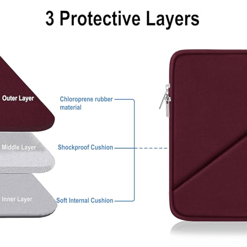 Laptop Sleeve 15.6 inch, Traveling Carrying Computer Bag with Zippered Pocket, Shockproof Protective Laptop Case Compatible for Apple Notebook, HP, Dell, Acer, Asus, Lenovo, Wine Red - color: Wine Red, size: 15.6 inch