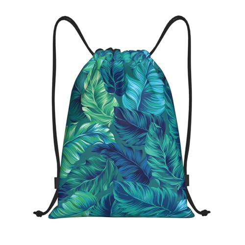 Green Tropical Palm Leaf Summer Drawstring Bags Backpack Sport Gym Sack For Men Women - color: Black16