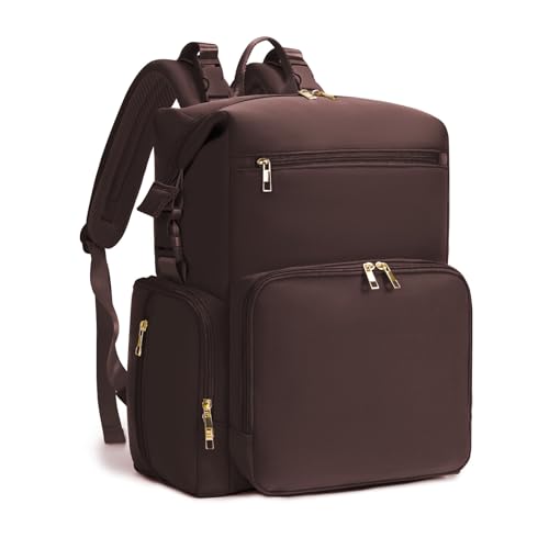CEI-CEI Neoprene Diaper Bag Backpack with Insulated Pockets, Large Newborn Baby Maternity Bags Travel Tote with Changing Pad - color: Dark Brown