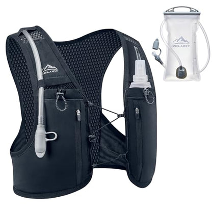 Zelvot Kids Hydration Backpack with Water Bladder, USA Original Patent, Adjustable Reflective Running Vest with 8 Pockets, Lightweight Kids Hiking Backpack for Boys & Girls