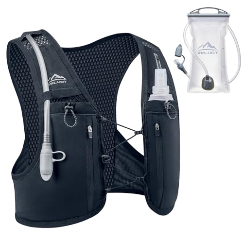 Zelvot Kids Hydration Backpack with Water Bladder, USA Original Patent, Adjustable Reflective Running Vest with 8 Pockets, Lightweight Kids Hiking Backpack for Boys & Girls