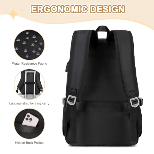 Scothen Backpacks for Girls, Girls Backpack with Lunch Box & Pencil Pouch for Teens Girl Kids Elementary Middle High School College Student Bookbag Daypack Laptop Travel Backpack for Women - color: Black