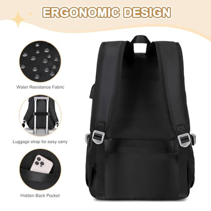 Scothen Backpacks for Girls, Girls Backpack with Lunch Box & Pencil Pouch for Teens Girl Kids Elementary Middle High School College Student Bookbag Daypack Laptop Travel Backpack for Women - color: Black