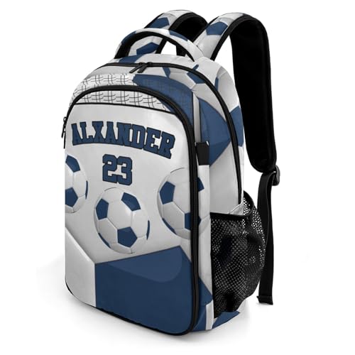 Sport Ball Athlete Player Soccer Navy Primary Elementary School Bags Middle School Book Bags Dinosaur Bookbags for Preschool Child Grandson - color: Navy