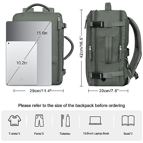 Rinlist Travel Backpack For Women Men Flight Approved, Carry-on Backpack Bag Luggage, Personal Item Backpack Bag, Laptop Backpack Casual Daypack, Travel Essentials Must Haves, Olive-green