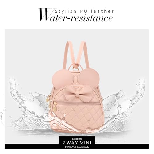 KL928 Girls Mini Backpack Bowknot Polka Dot Cute Small Daypacks Convertible Shoulder Bag Purse for Women - color: Dx-apricot