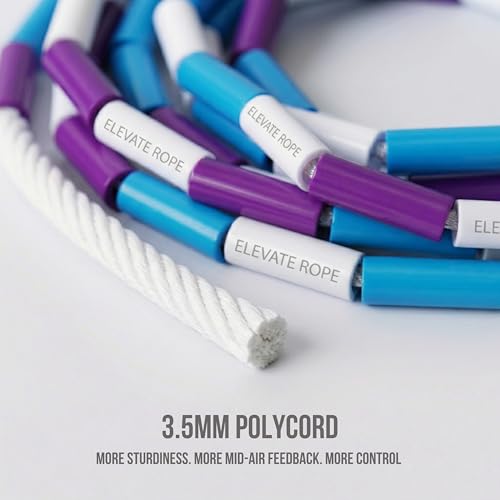 Pro-Grade Beaded Jump Rope for Beginners - color: White/Purple/Blue