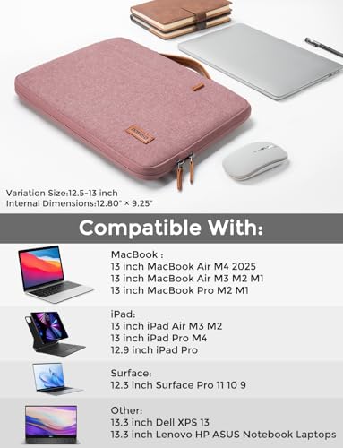 DOMISO 13.3 inch Laptop Case Sleeve Protective Cover Compatible with 14 inch MacBook Pro M4 M3 M2/MacBook Pro Max,13-13.3 inch Dell,Lenovo, HP,Waterproof Computer Cases Bag with Handle,Pink - color: Pink, size: 13.3" Laptoptop/14" for mac book