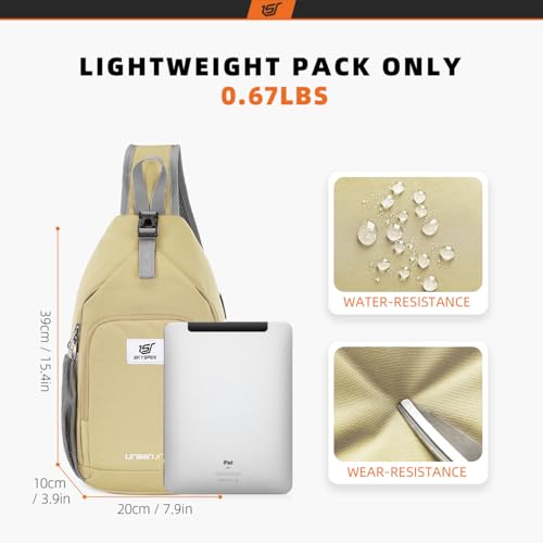 SKYSPER Sling Bag RFID Crossbody Sling Backpack Cross Body Shoulder Bag Travel Hiking Daypack for Women Men(Khaki) - color: Khaki