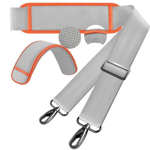 60" Shoulder Strap with Adjustable Thick Removable Pad and Metal Swivel Hooks Fit Laptop Crossbody Bag,Briefcase Duffel Bags - color: Gray Orange