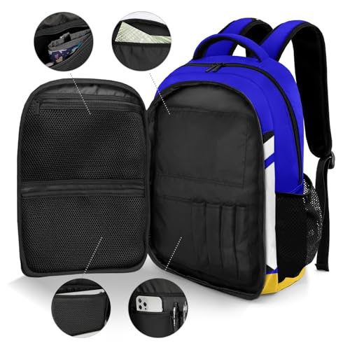 Bright Blue Gold Volleyball Personalized School Backpack Casual Laptop Bag for Man Woman - color: Muilti 5