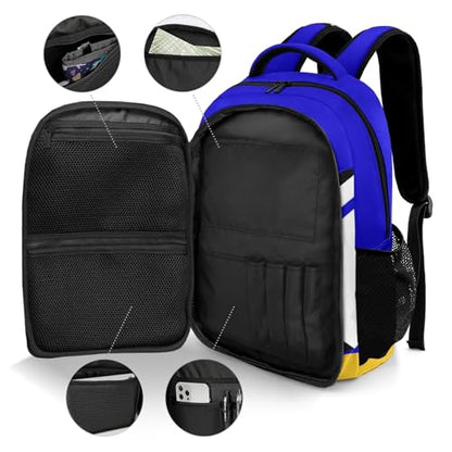 Bright Blue Gold Volleyball Personalized School Backpack Casual Laptop Bag for Man Woman - color: Muilti 5