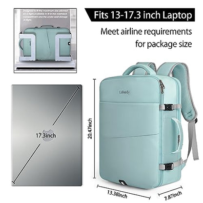 Lubardy Travel Backpack for Men Women 17 Inch Flight Approved Carry on Backpack Waterproof Large 40L Luggage Daypack Business College Weekender Overnight Laptop Backpack with 3 Packing Cubes, Green - color: Green(backpack With 3 Packing Cubes)