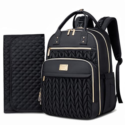 Tealari Diaper Bag Backpack,Stylish Baby Diaper Bag,Waterproof Travel Diaper Backpacks Baby Bags with Changing Pad,Stroller Straps,Insulated Pockets (Black) - color: Black