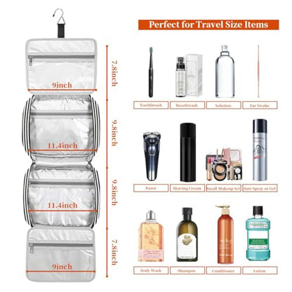 Bosidu Hanging Travel Toiletry Bag,Large Capacity Cosmetic Travel Toiletry Organizer for Women with 4 Compartments & 1 Sturdy Hook,Perfect for Travel/Daily Use/Christmas - color: M-black