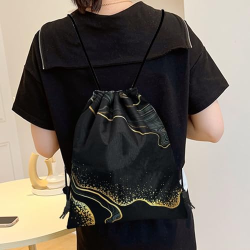 Drawstring Backpack Draw String Bag Sports Gym Bags Waterproof Cute Aesthetic Sackpack for Unisex Women Sports Beach Travel(13"×17")-Marble - color: Z13-marble