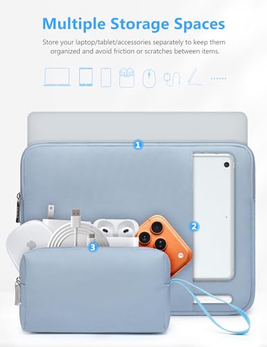 HYZUO 13 Inch Laptop Sleeve Bag Set for MacBook Air 13 M5/M4/M3/M2/M1 A3449 2026-2018, 13" MacBook Neo 2026 A3404, MacBook Pro 13 M2/M1 2026-2016, iPad Pro/Air 13, XPS 13, Surface Pro, Pale Blue - color: Pale Blue, size: 13 Inch