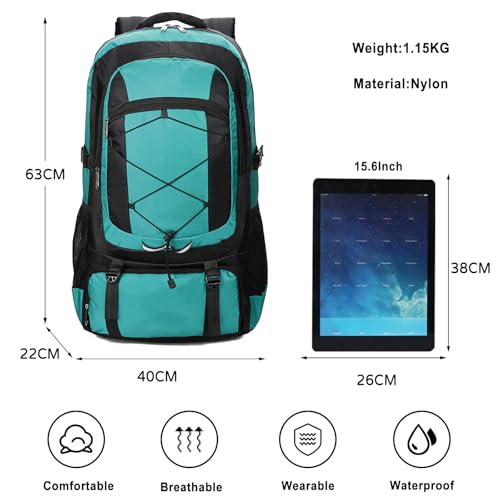 75L Hiking Backpack Trekking Rucksack Waterproof Daypack Durable Backpack for Women Men Camping Climbing Travel Outdoor Sports Green - color: Green