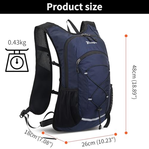 15L Small Hiking Backpack Lightweight Hydration Backpack for Men Women, Warterproof Hiking Daypack for Travel Cycling - color: Dark Blue