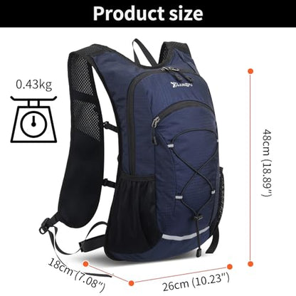 15L Small Hiking Backpack Lightweight Hydration Backpack for Men Women, Warterproof Hiking Daypack for Travel Cycling - color: Dark Blue