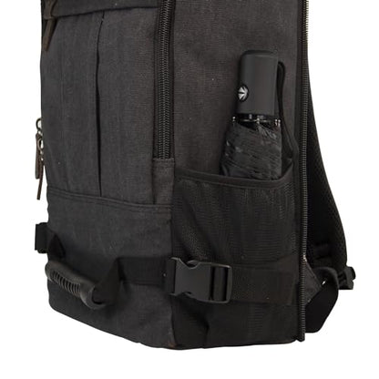 KAUKKO Canvas Travel Backpack Multi-Functional Bag Fits 17" Laptop, Large Capacity Hiking Backpack, Outdoor Daypack 23.8L - color: 27-1-black