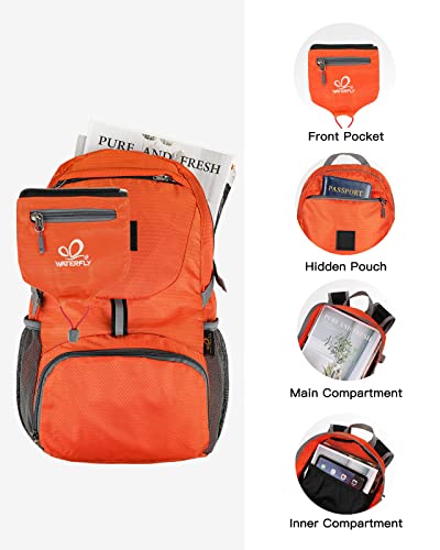 WATERFLY Small Lightweight Packable Backpack: 20l Hiking Daypack Man Woman - color: Orange