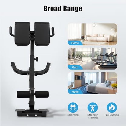 Roman Chair Hyperextension Bench, Adjustable Ab with 8 Position Ab Pad & 5 Tilt Angles, Foldable Flat Decline Sit Up Bench for for Home Gym & Core Strength Training