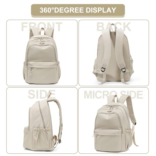 Casual Laptop Backpack for Women Men College Bookbag Waterproof Lightweight School Bag 15.6inch Laptop Daypack Large Capacity School Backpack for Teens Boys Girls (khaki) - color: Khaki