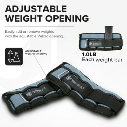 Adjustable Ankle Weights (10lbs/Pair) - Weighted Ankle Weight for Walking, Gym and Exercise - 2, 4, 6, 8, 10 LB Leg Weight Set with Straps for Women and Men - 1-5 lbs Each Ankle Adjustable for Weight Lifting - color: Baby Blue