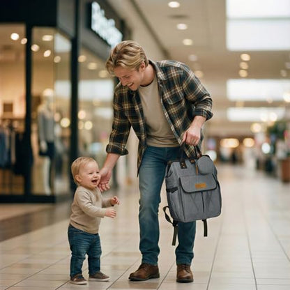 Montana West Wrangler Diaper Bag Backpack Baby Essentials Bag Quilted Travel Backpacks with Insulated Pockets, Portable Changing Pad, Stroller Straps, Pacifier Case - color: Grey