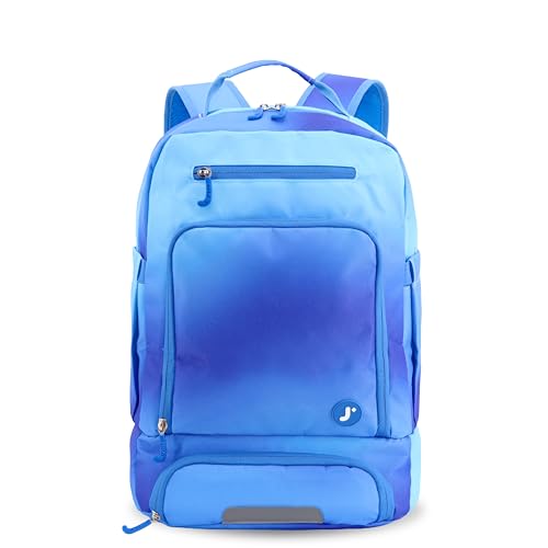J World New York 2-in-1 Insulated Backpack Lunch Box for Kids. Adult School Bookbag, Blue Gradient, 17 x 13 x 9 Inches - color: Blue Gradient