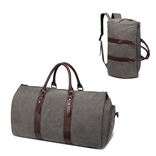 seyfocnia Convertible Travel Garment Bag,Carry on Garment Duffel Bag for Men Women - 2 in 1 Hanging Suitcase Suit Business Travel Bag - color: Grey-backpack