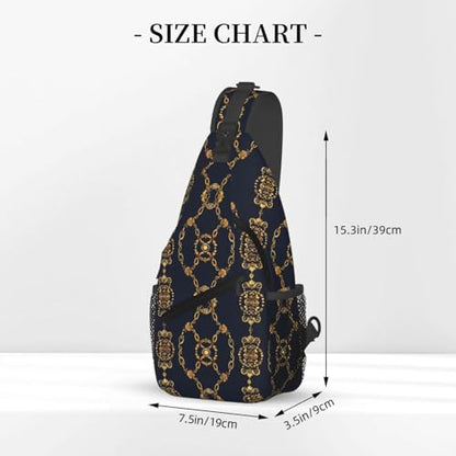 Gold Chains Outdoor Crossbody Shoulder Bag For Unisex Young Adult Hiking Bicycling - color: 6