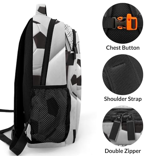 Custom Text Sport Ball Athlete Player Soccer Black Backpacks for Girls Boys School, Capacity School Backpacks for Kids Water-resistant Bookbags - color: Black