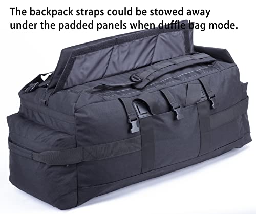 Large Military Duffle Bag Backpack Tactical Field Gear Equipment Duffel Bag Army Deployment Bag 85L - color: Black