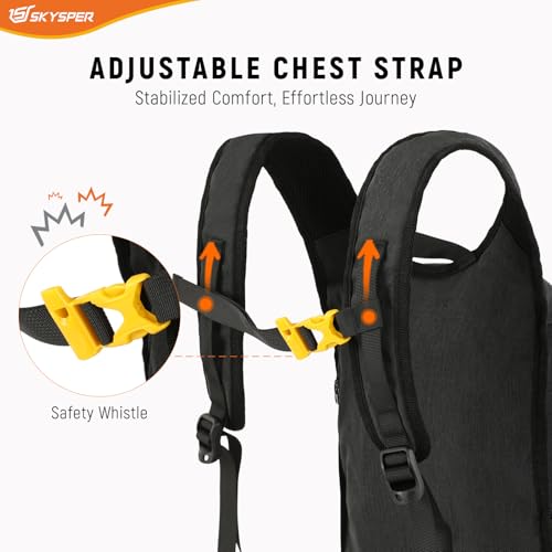 SKYSPER 15L/20L Foldable Hiking Backpack Lightweight Packable Travel Daypack with Chest Strap Small Folding Pack for Walking - color: Black, size: 15l