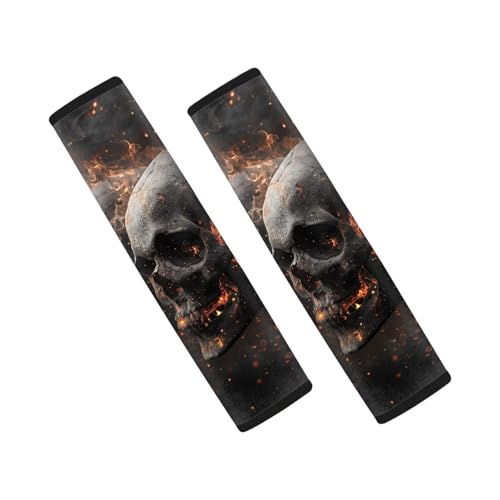Forchrinse 2 PCS Fire Skull Auto Seat Belt Cover Strap Shoulder Pad for for Car,Truck,SUV,Backpack,Shoulder Bag - color: Fire Skull