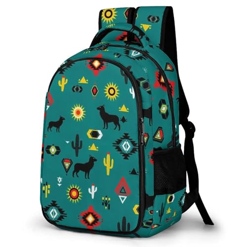 Casual Lightweight Laptop Backpack Southwestern Native American, Cute Travel Daypack with Tumbler Holder for College Nurse Teacher Work Commute - color: Pattern (268)