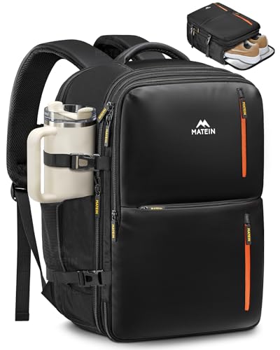 MATEIN Personal Item Travel Backpack 18x14x8 for Spirit Airlines, Black | Shoe Compartment Detachable, Expandable, Underseat Backpack, Fit 17" Laptop, Airplane Approved, Carry on Bag Luggage, Mochila - color: Black